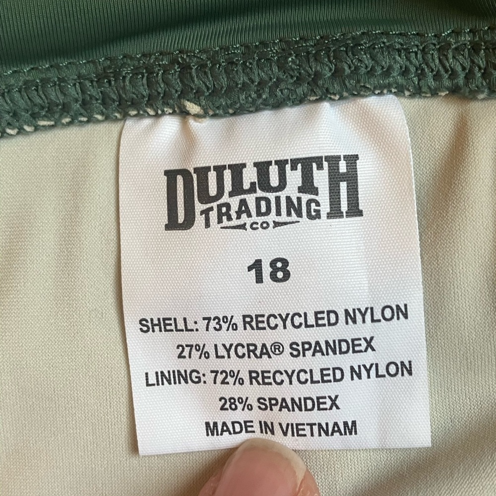 Duluth Trading Co Suit Up Tankini 2-PIECE Swim Set Green Ikat Print Size 18 - Picture 10 of 15